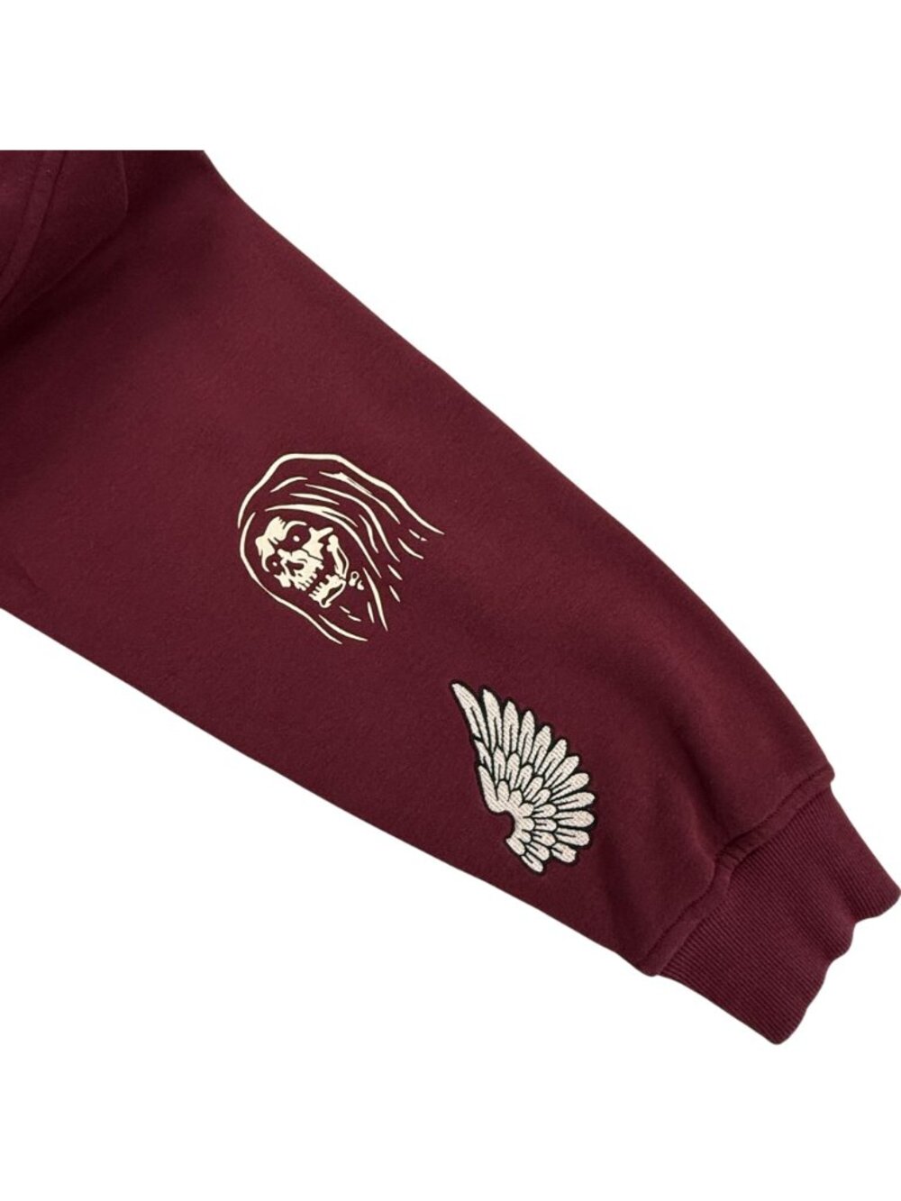 True Religion Men's Relaxed Fit Patch Graphic Hoodie Burgundy - Picture 5 of 16